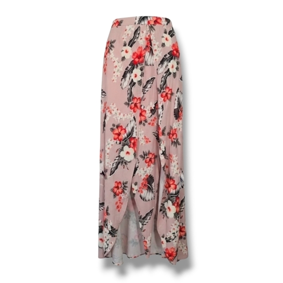 SHEIN Dresses & Skirts - SHEIN Women's pink floral fly-away lined maxi skirt - small